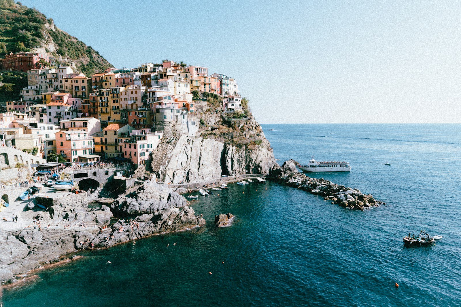 Cinque Terre on a cliff by the water